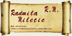 Radmila Miletić vizit kartica